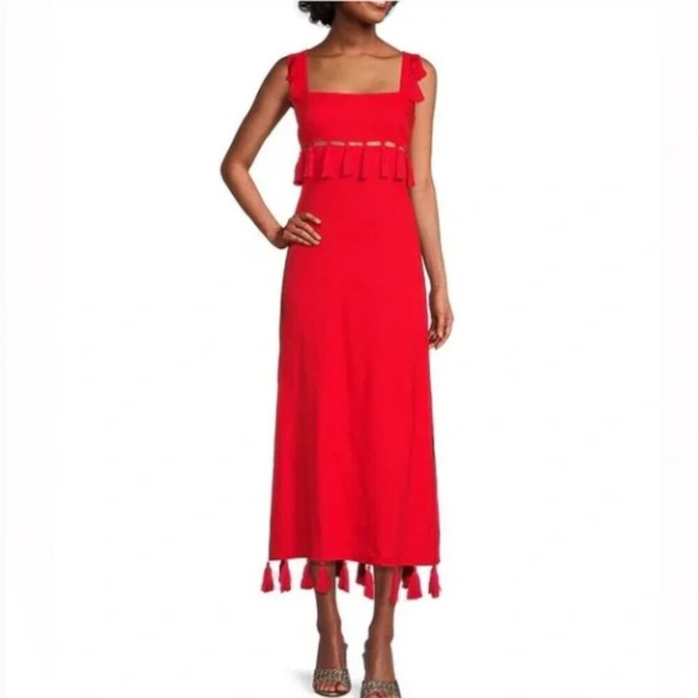 ANTONIO MELANI Red Ruched Ruffled Maxi Dress - Picture 3 of 4